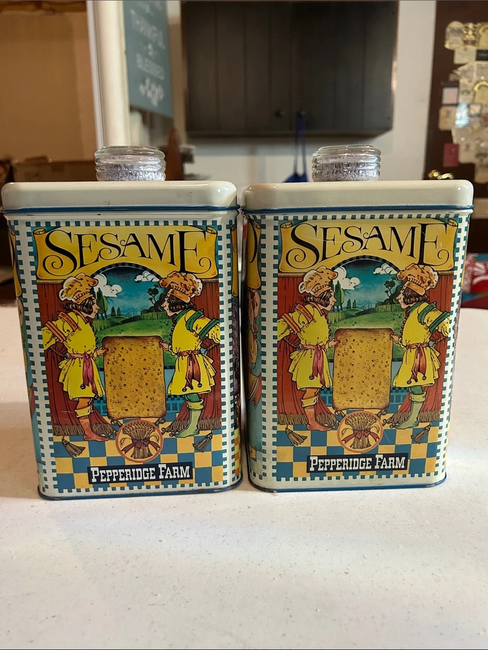 Pepperidge Farms Blue Magic Cracker Tins - Pair - Vintage